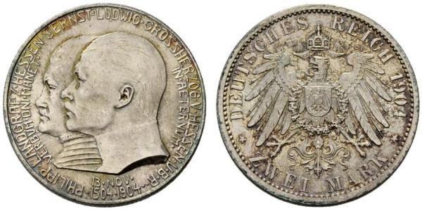 2 Марка Великое герцогство Гессен (1806 - 1918) Срібло Ernest Louis, Grand Duke of Hesse (1868 - 1937)