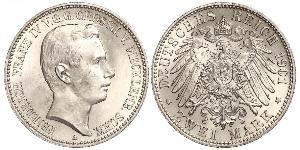 2 Марка Герцогство Мекленбург-Шверин (1352-1918) Срібло Frederick Francis IV, Grand Duke of Mecklenburg (1882 - 1945)