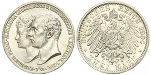2 Марка Герцогство Мекленбург-Шверин (1352-1918) Срібло Frederick Francis IV, Grand Duke of Mecklenburg (1882 - 1945)