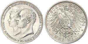 2 Марка Герцогство Мекленбург-Шверин (1352-1918) Срібло Frederick Francis IV, Grand Duke of Mecklenburg (1882 - 1945)