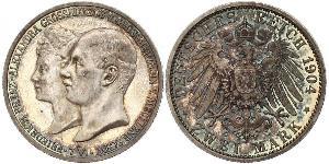 2 Марка Герцогство Мекленбург-Шверин (1352-1918) Срібло Frederick Francis IV, Grand Duke of Mecklenburg (1882 - 1945)
