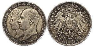 2 Марка Герцогство Мекленбург-Шверин (1352-1918) Срібло Frederick Francis IV, Grand Duke of Mecklenburg (1882 - 1945)