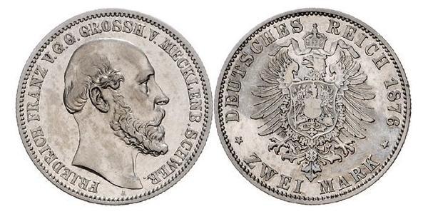 2 Марка Герцогство Мекленбург-Шверин (1352-1918) Срібло Фрідріх Франц II (великий герцог Мекленбург-Шверінський)