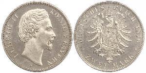 2 Марка Королівство Баварія (1806 - 1918) Срібло Людвіг II (король Баварії)(1845 – 1886)