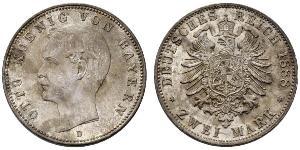 2 Марка Королівство Баварія (1806 - 1918) Срібло Otto of Bavaria (1848 – 1916)