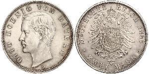 2 Марка Королівство Баварія (1806 - 1918) Срібло Otto of Bavaria (1848 – 1916)