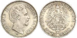 2 Марка Королівство Баварія (1806 - 1918) Срібло Людвіг II (король Баварії)(1845 – 1886)
