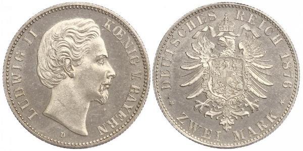2 Марка Королівство Баварія (1806 - 1918) Срібло Людвіг II (король Баварії)(1845 – 1886)