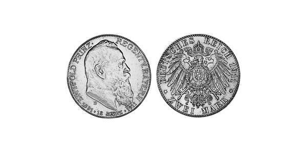 2 Марка Королівство Баварія (1806 - 1918) Срібло Otto of Bavaria (1848 – 1916)
