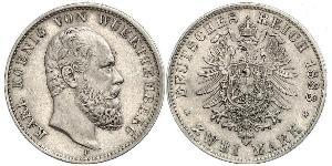 2 Марка Королівство Вюртемберг Срібло Charles I of Württemberg
