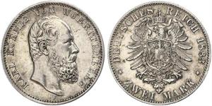 2 Марка Королівство Вюртемберг Срібло Charles I of Württemberg