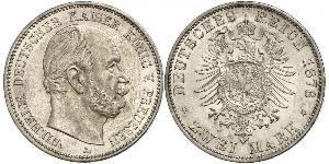 2 Марка Королівство Пруссія (1701-1918) Срібло Wilhelm I, German Emperor (1797-1888)