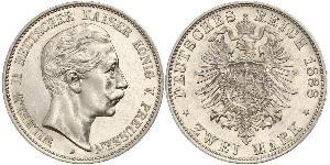 2 Марка Королівство Пруссія (1701-1918) Срібло Wilhelm II, German Emperor (1859-1941)