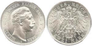 2 Марка Королівство Пруссія (1701-1918) Срібло Wilhelm II, German Emperor (1859-1941)