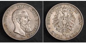 2 Марка Королівство Пруссія (1701-1918) Срібло Фрідріх III (німецький імператор) (1831-1888)