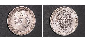 2 Марка Королівство Пруссія (1701-1918) Срібло Wilhelm I, German Emperor (1797-1888)