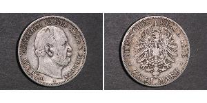 2 Марка Королівство Пруссія (1701-1918) Срібло Wilhelm I, German Emperor (1797-1888)