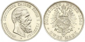 2 Марка Королівство Пруссія (1701-1918) Срібло Фрідріх III (німецький імператор) (1831-1888)