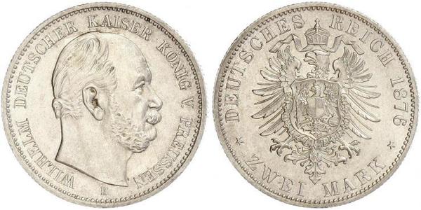 2 Марка Королівство Пруссія (1701-1918) Срібло Wilhelm I, German Emperor (1797-1888)