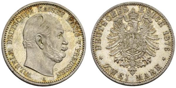 2 Марка Королівство Пруссія (1701-1918) Срібло Wilhelm I, German Emperor (1797-1888)