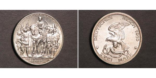 2 Марка Королівство Пруссія (1701-1918) Срібло 
