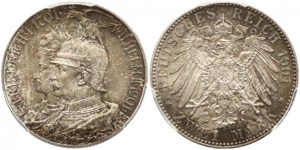 2 Марка Королівство Пруссія (1701-1918) Срібло Wilhelm II, German Emperor (1859-1941)