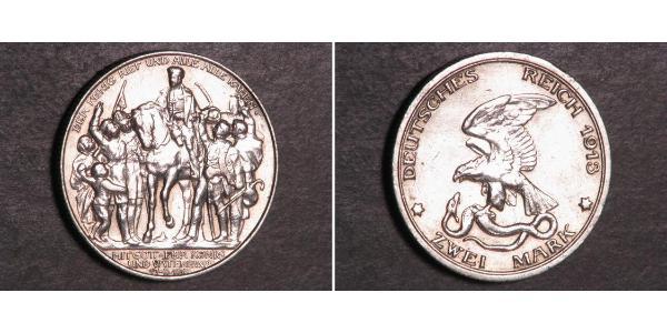 2 Марка Королівство Пруссія (1701-1918) Срібло 