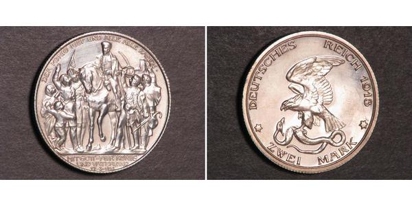 2 Марка Королівство Пруссія (1701-1918) Срібло 