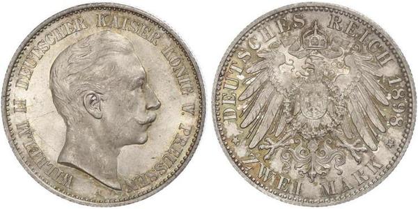 2 Марка Королівство Пруссія (1701-1918) Срібло Wilhelm II, German Emperor (1859-1941)