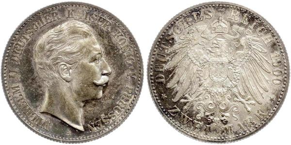 2 Марка Королівство Пруссія (1701-1918) Срібло Wilhelm II, German Emperor (1859-1941)
