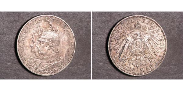2 Марка Королівство Пруссія (1701-1918) Срібло Wilhelm II, German Emperor (1859-1941)