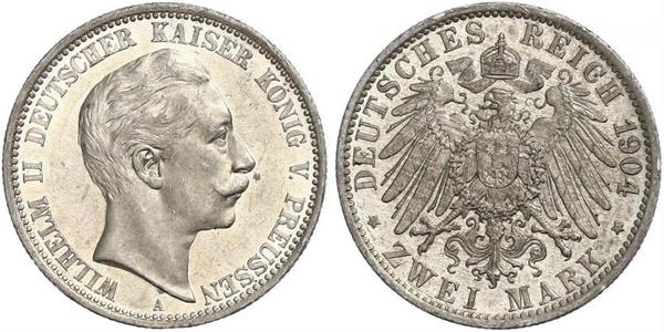 2 Марка Королівство Пруссія (1701-1918) Срібло Wilhelm II, German Emperor (1859-1941)