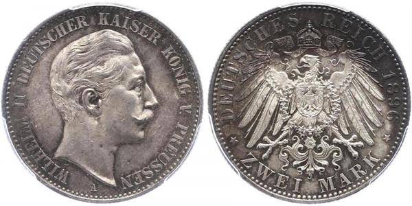 2 Марка Королівство Пруссія (1701-1918) Срібло Wilhelm II, German Emperor (1859-1941)