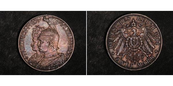 2 Марка Королівство Пруссія (1701-1918) Срібло Wilhelm II, German Emperor (1859-1941)