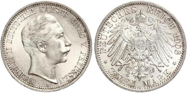 2 Марка Королівство Пруссія (1701-1918) Срібло Wilhelm II, German Emperor (1859-1941)