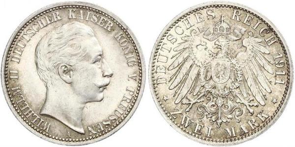 2 Марка Королівство Пруссія (1701-1918) Срібло Wilhelm II, German Emperor (1859-1941)