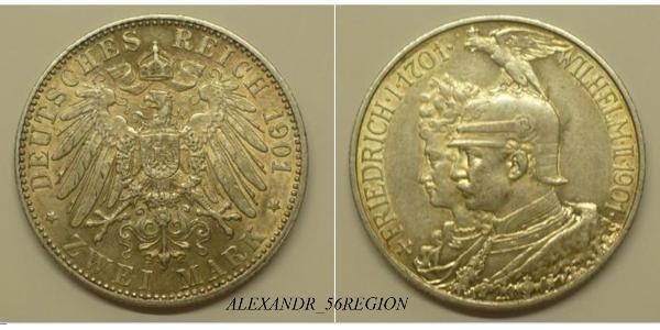2 Марка Королівство Пруссія (1701-1918) Срібло Wilhelm II, German Emperor (1859-1941)