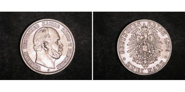 2 Марка Королівство Пруссія (1701-1918) Срібло Wilhelm I, German Emperor (1797-1888)