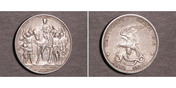 2 Марка Королівство Пруссія (1701-1918) Срібло 