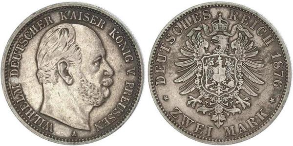 2 Марка Королівство Пруссія (1701-1918) Срібло Wilhelm I, German Emperor (1797-1888)