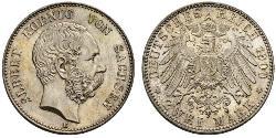 2 Марка Королівство Саксонія (1806 - 1918) Срібло Albert of Saxony