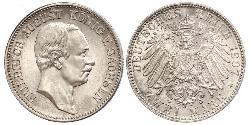 2 Марка Королівство Саксонія (1806 - 1918) Срібло Frederick Augustus III of Saxony (1865-1932)