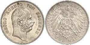 2 Марка Королівство Саксонія (1806 - 1918) Срібло George, King of Saxony