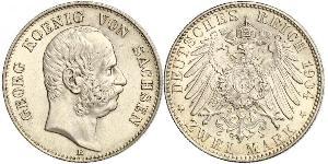 2 Марка Королівство Саксонія (1806 - 1918) Срібло George, King of Saxony