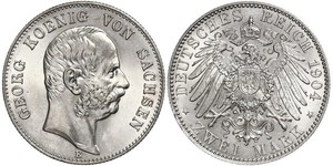 2 Марка Королівство Саксонія (1806 - 1918) Срібло George, King of Saxony