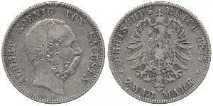 2 Марка Королівство Саксонія (1806 - 1918) Срібло Albert of Saxony