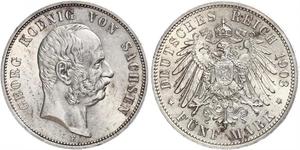 2 Марка Королівство Саксонія (1806 - 1918) Срібло George, King of Saxony