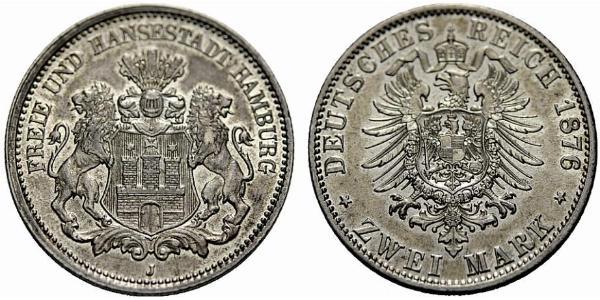 2 Марка Німеччина / Гамбург Срібло 