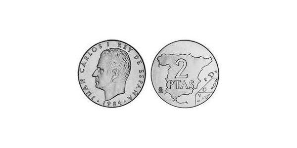 2 Песета Королівство Іспанія (1976 - ) Нікель/Мідь Хуан Карлос I (1938 - )