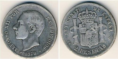 2 Песета Королевство Испания (1874 - 1931) Серебро Alfonso XII of Spain (1857 -1885)